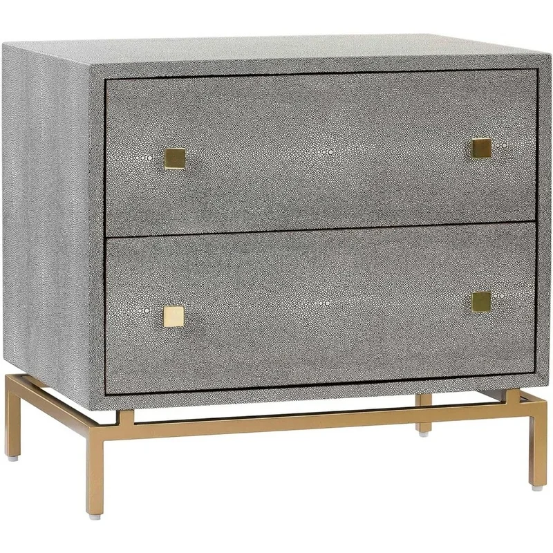 

Modern Textured 2 Drawer Nightstand Bedroom Night Table Shagreen Design 25