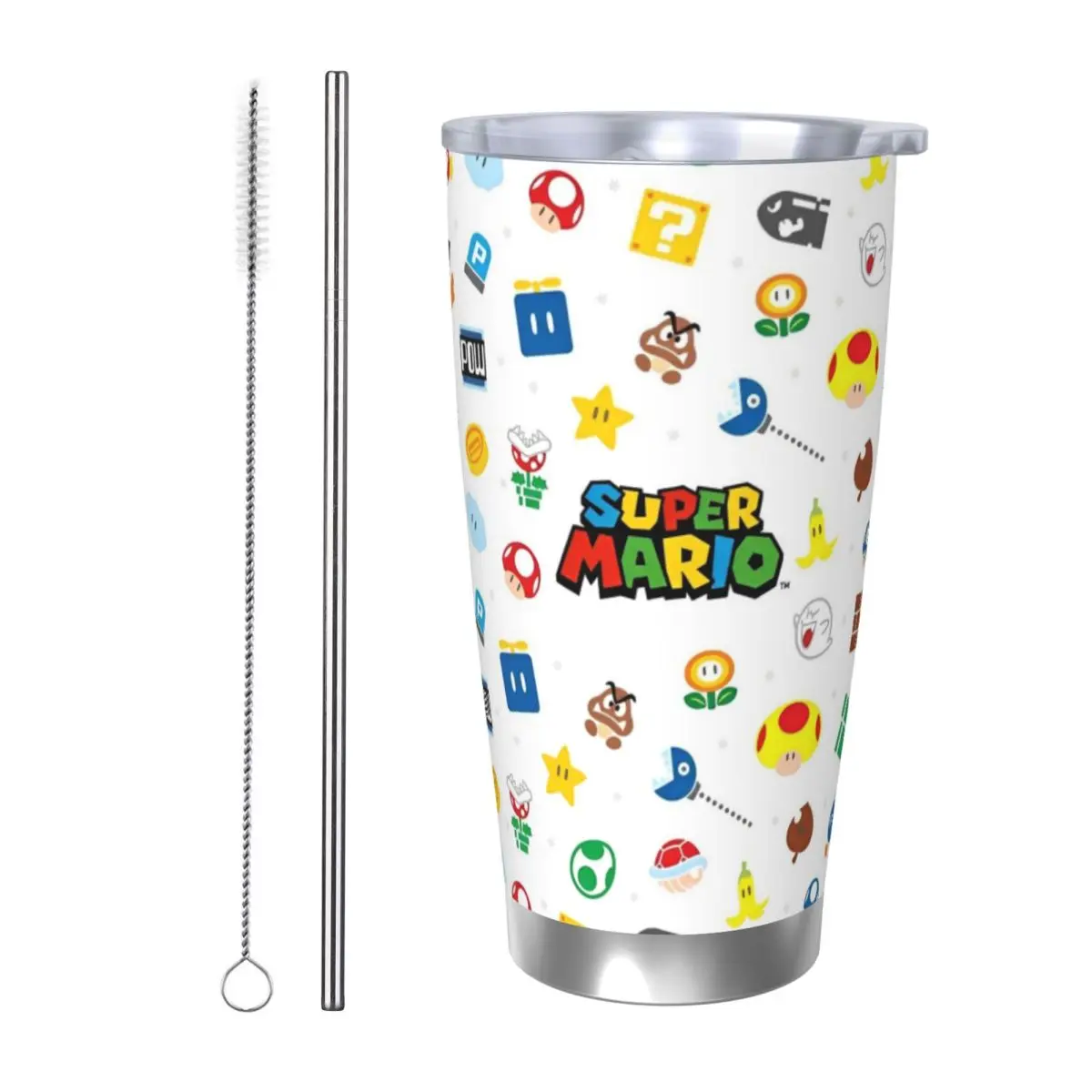 

Cute Cartoon Super Marios Insulated Tumbler with Lid Super Stainless Steel Thermal Mug Outdoor Travel Thermos Bottle Cups, 20oz