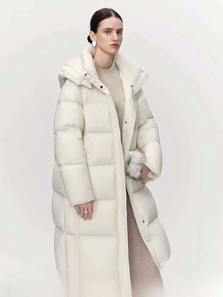 

LightWarm Quilted Jaet Hooded Stand Collar Mid-Length down Coat Thi Outerwear for ort Women Comfortable Commute Sle