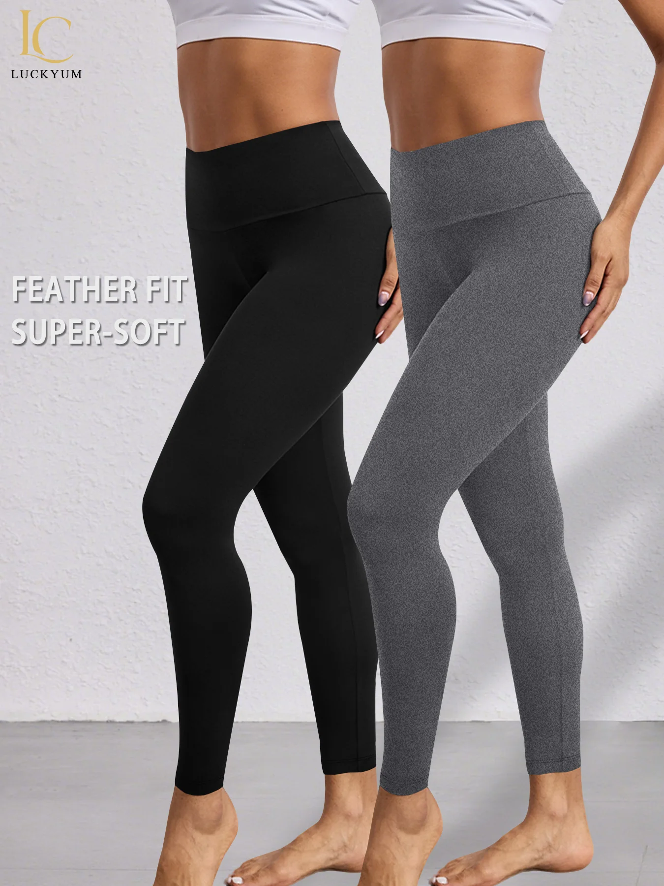 

Комплект из 2 женских супермягких леггинсов больших размеров с высокой талией для контроля живота, тренировок, йоги, бега, спортивных леггинсов с эффектом пуш-ап для спортзала