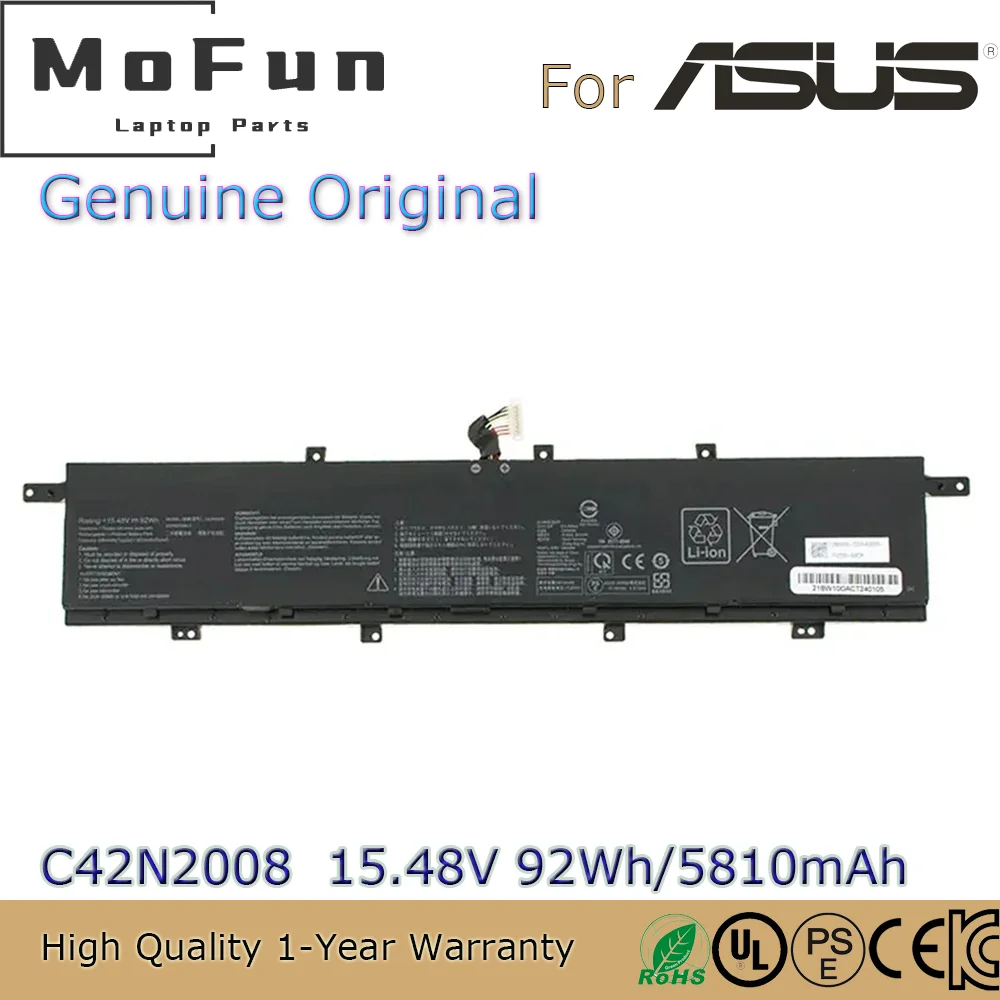 Brand New Original C42N2008 15.48V 92Wh Laptop Battery for Asus ZenBook Pro Duo 15 OLED UX582 UX582LR 0B200-03840000