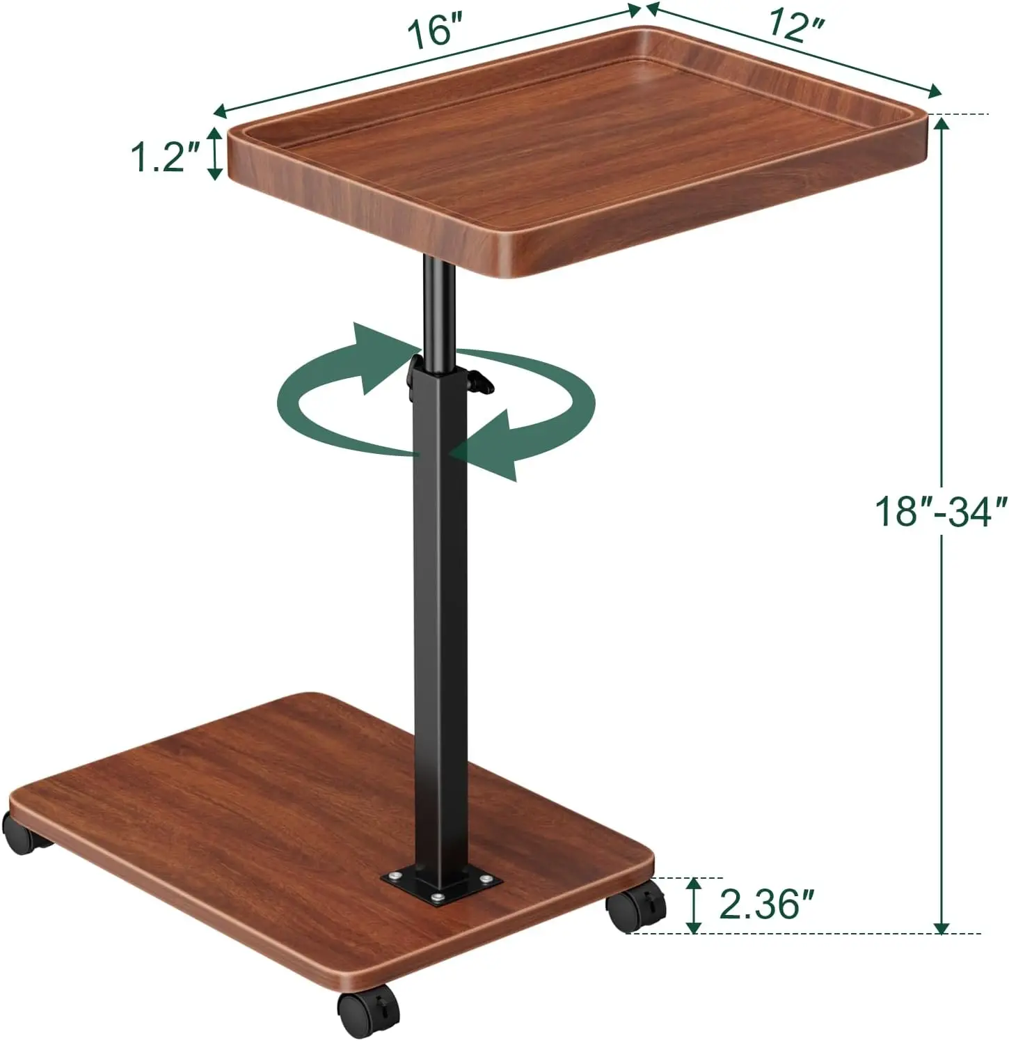 

C Table End Table Adjustable Height, 360°Swivel Tv Tray Table For Small Spaces, Couch Tables That Slide Under, C Shaped Side