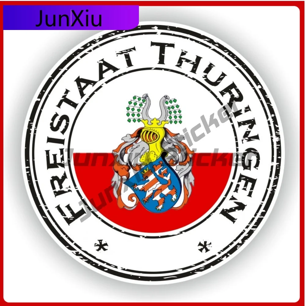

Freistaat Thuringen Germany Seal Sticker Round Flag Creative Vinyl Decal Waterproof Decorative for SUV Window Motorcycle