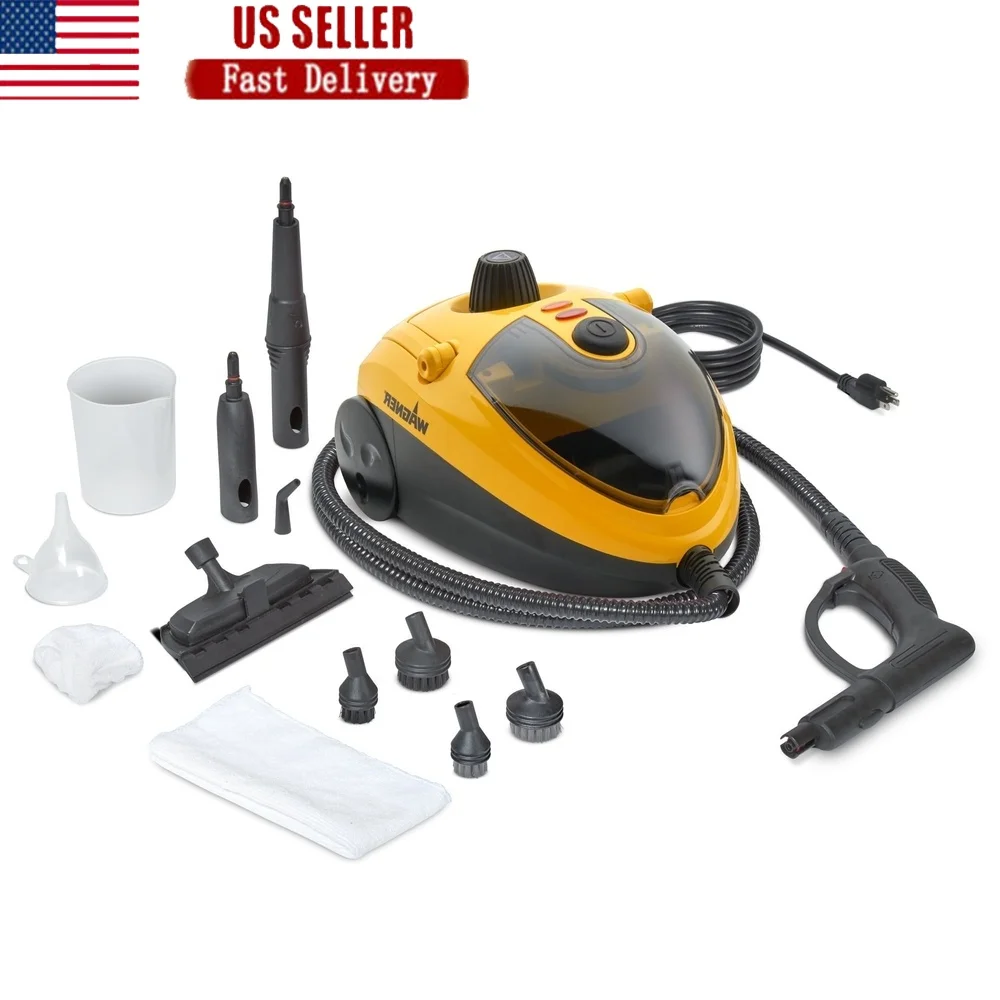 

Steam Cleaner Auto Home 12pc Accessory Set Portable High Temp Deep Clean Upholstery Leather Carpets Windows Stains Grime 1500W