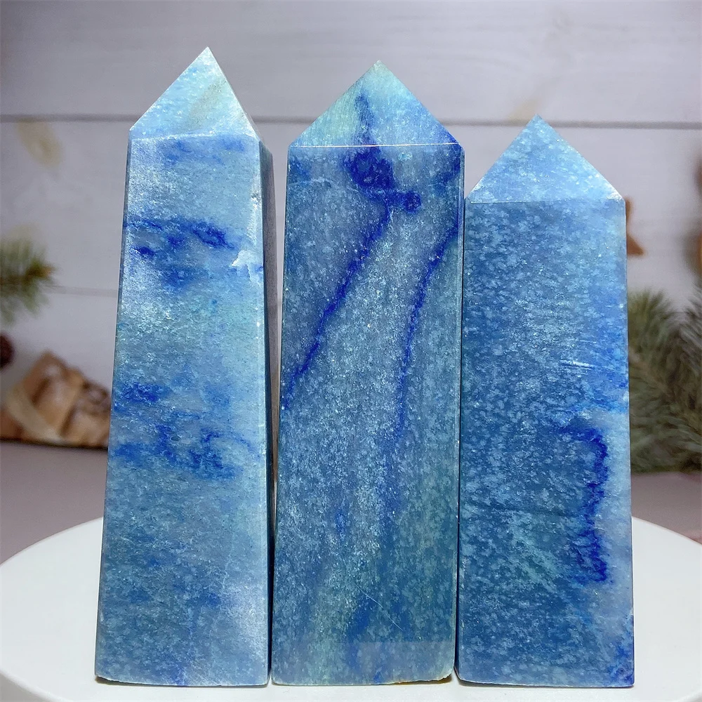 

High Quality Natural Crystal Blue Aventurine Tower Point Ornament Reiki Healing Home Decoration