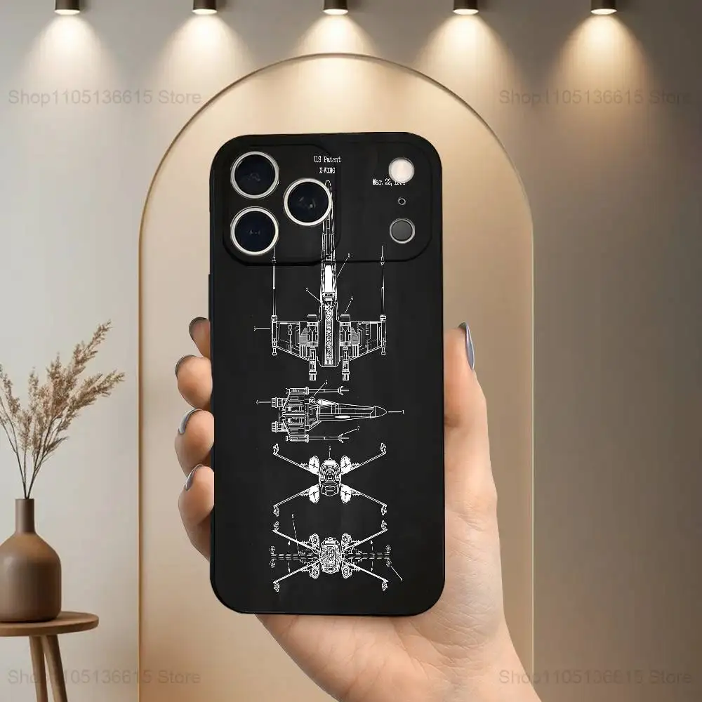 Чехол для телефона Blueprints Planes Aircraft для iPhone 17,16,15,14,13,12,11 Plus, Pro Max, XS, XR, SE, Mini,8,7, мягкий силиконовый черный чехол