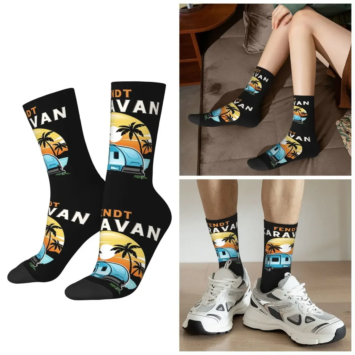 

All Seasons Fendt Caravan Essential Socks Sport Middle Tube Socks High Quality Stockings for Men Women Valentine's Day Gifts