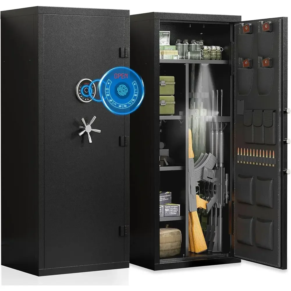 

Adjustable Shelf Unassembled Gun Cabinet with Rack and Dual Alarm Security