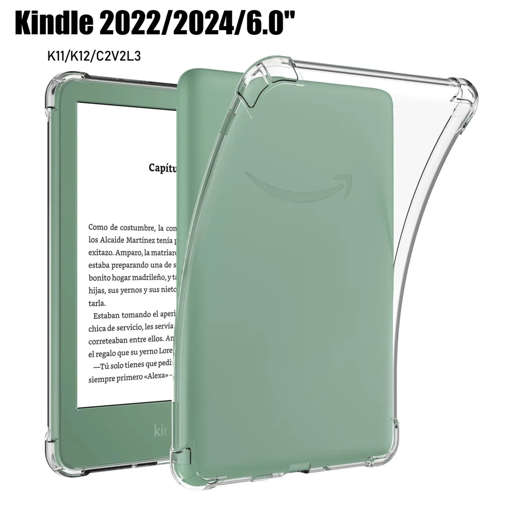 For Kindle 12th Gen Silicon TPU Transparent Airbag Cover for Kindle 2022/2024/6.0