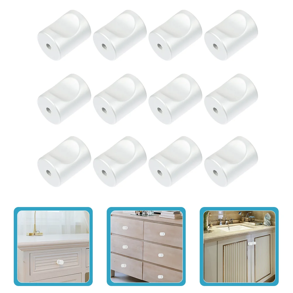 12 Pcs Door Knob Cylindrical Handle Knobs Single Hole Drawer for Cabinet Furniture Silver Aluminum Alloy Dresser