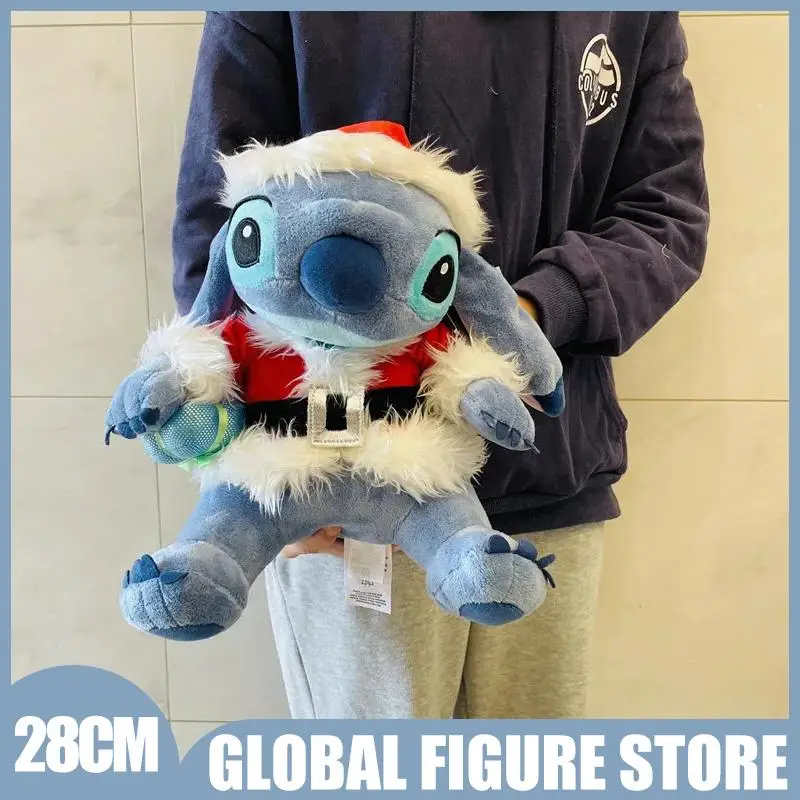 

28 см Disney Cartoon Stitch Cos Санта-Клаус Kawaii плюшевые игрушки мягкая подушка для спины кукла детская игрушка Рождественский подарок