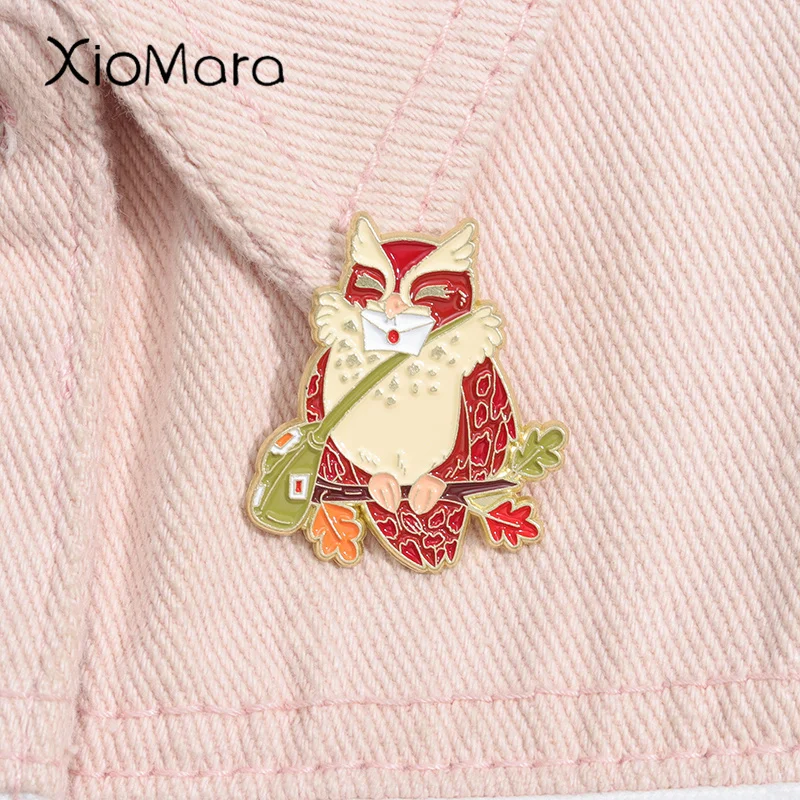 Cartoon Owl Messenger Enamel Pin Funny Courier Bird Animal Brooch Lapel Backpack Badge Jewelry Gift For Friends