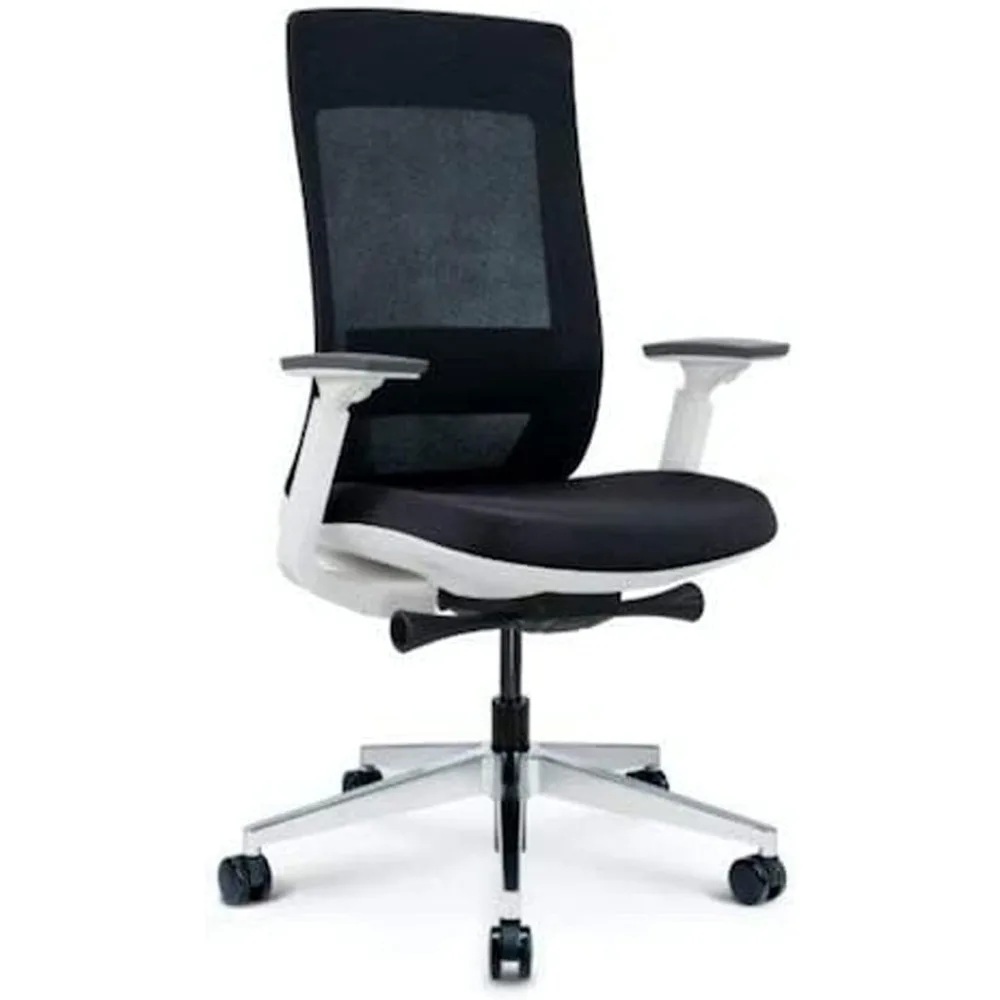 

Weight Balance Ergonomic Chair Office Desk Chair (White Frame) Black Mesh Back With Black Fabric Seat Tilt and Height Adjustment