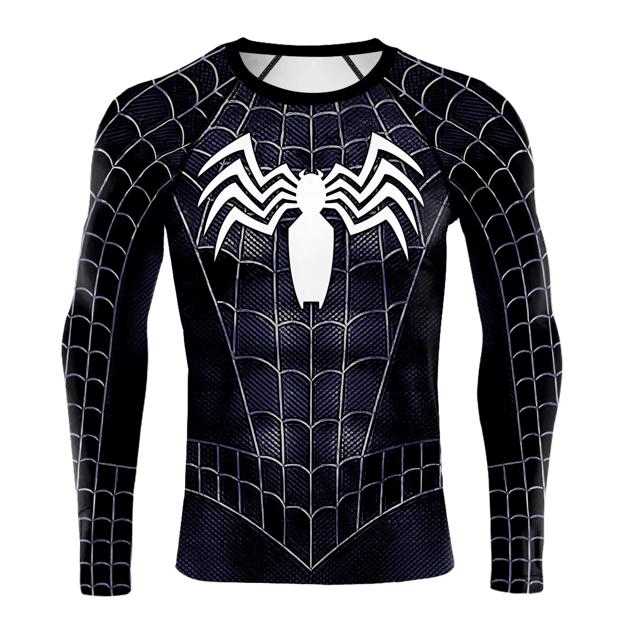 Compression Shirts For Men Long Sleeve Spider Cosplay T-Shirt Top Elastic Fitness Sportwear Halloween