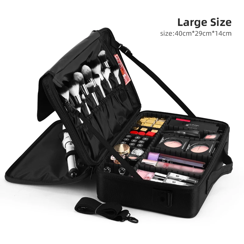 Makeup Bag, Makeup Case Professional Makeup Artist Kit Train Case Travel Cosmetic Bag Brush Organizer, Waterproof Leather Materi