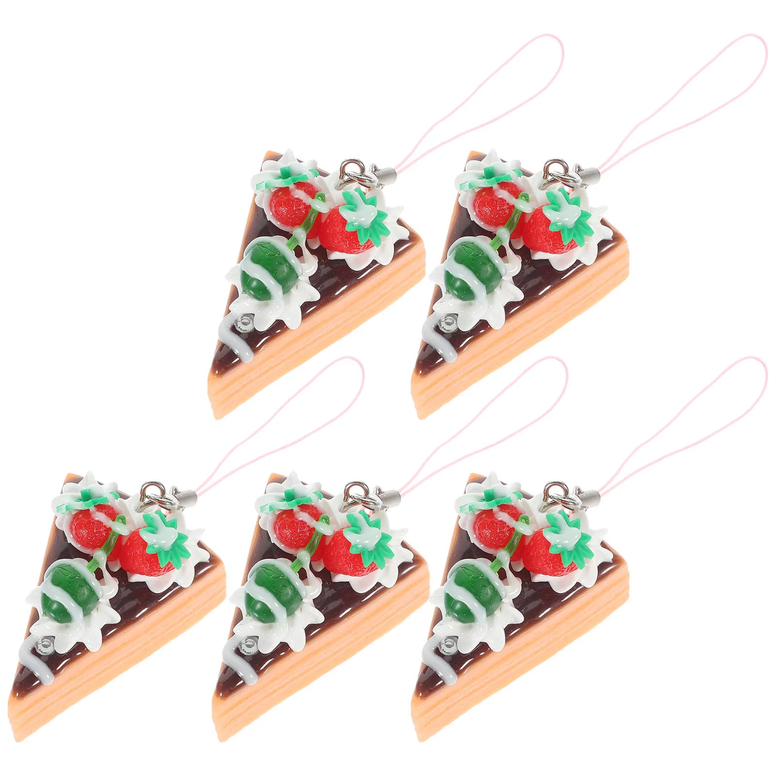 5 Pcs Donut Keychain Decoration Simulated Strawberry Cake Charm Ring Funny Miss Cherry