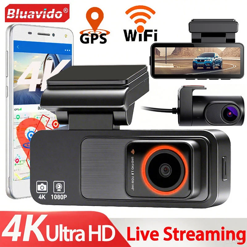 

4K Dual Dash Cam GPS Front and Rear 24H Parking Mode Night Vision Built in WiFi Car Road Accident Evidence Camera Loop Recording