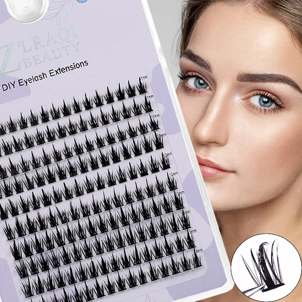 Individual Lashes 160 Clusters Soft Ribbon Segmented False Bundles Eyelashes DIY Individual Clusters Lash Extensions