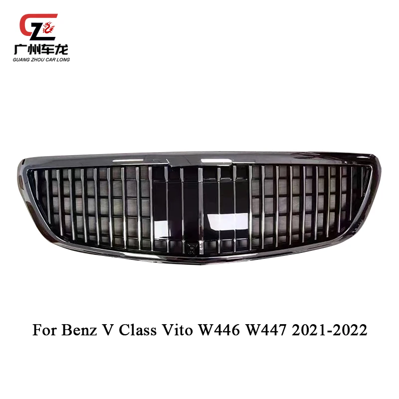 Chrome Sliver Maybach Style Grill For Mercedes Benz Vito V Class V250 V260 W446 W447 2016-2022 Front Radiator Grills Accessories