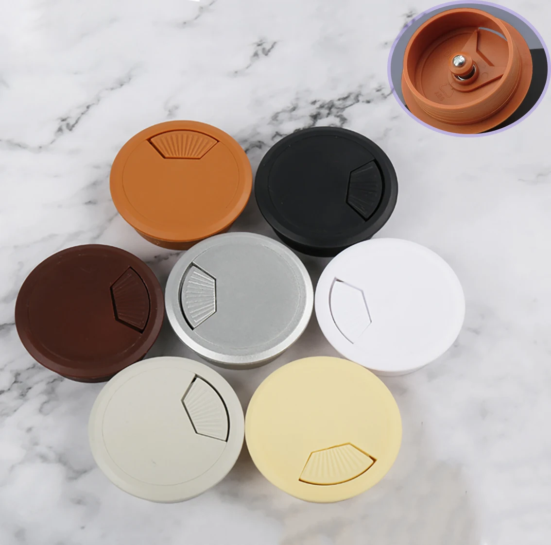 

50mm/53mm Desk Table ABS Plastic Cable Hole Cover PC Computer Desk Round Wire Tidy Grommet Hardware Accessories