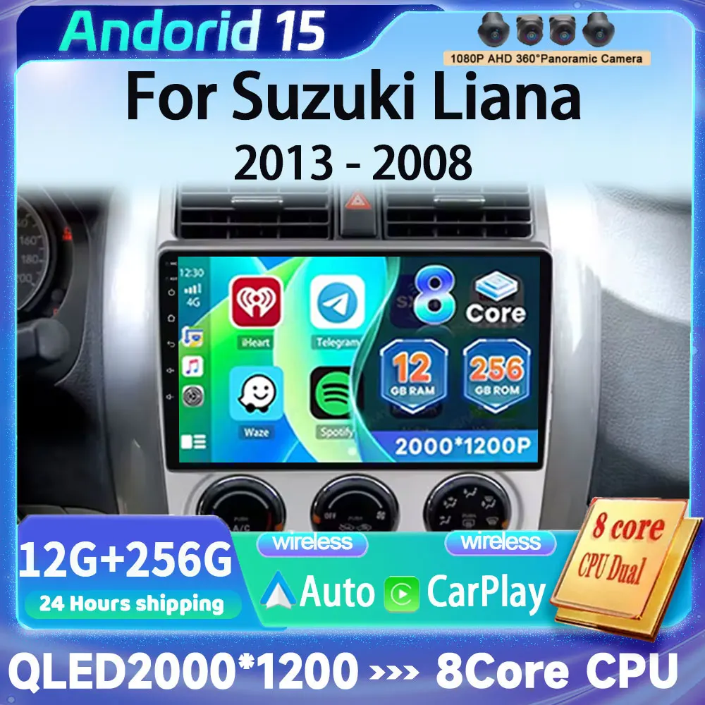 

Автомагнитола Android 15 с QLED-экраном и Carplay для Suzuki Liana 2004-2008, мультимедийная система 2DIN, DVD, GPS, 5G WIFI