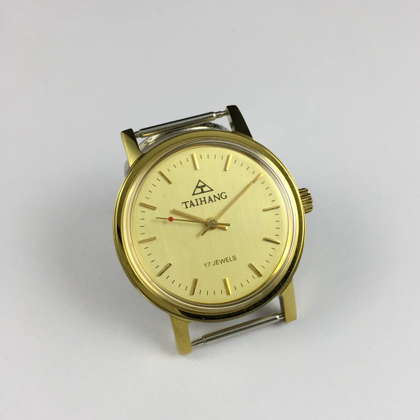 Shijiazhuang watch factory original, Taihang brand yellow shell yellow face manual mechanical watch with a diameter of 37MM