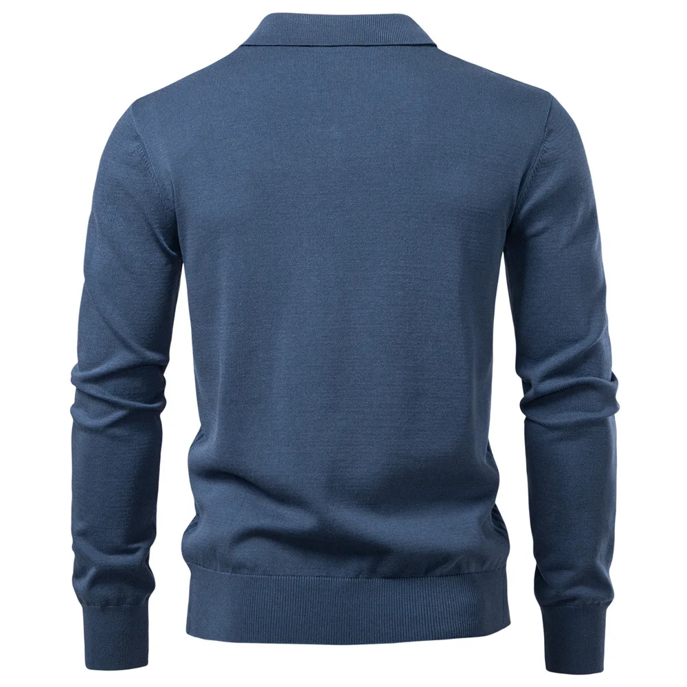 New Autumn and Winter Men's Jacquard Sweater Men's Pullover Sweater Solid Color V-neck Sweater Men's