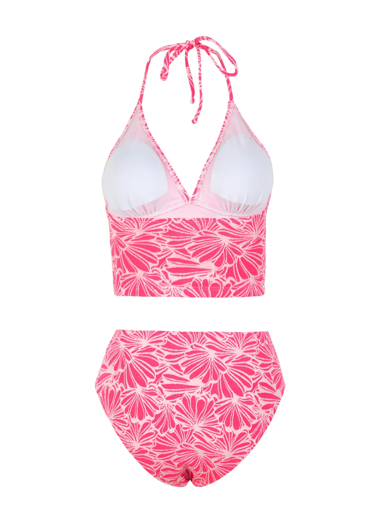 2025 Maiôs tankini femininos com decote em V e controle de barriga Biquíni Maiôs com estampa floral de 2 peças