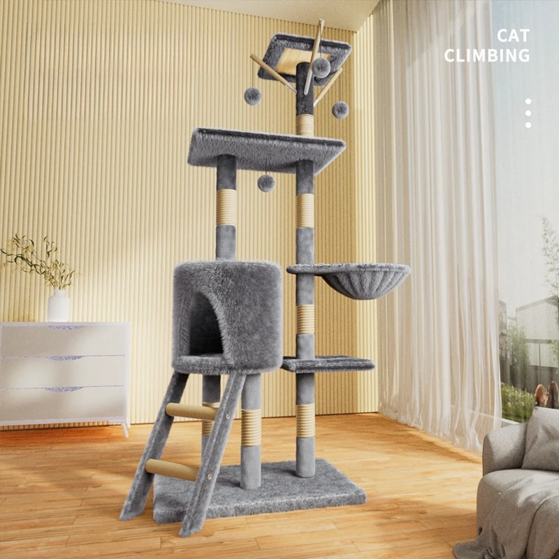 Multi-Level Tower for Large Cat, Condo Perch, Entertainment Playground, Stable Furniture for Kitten, Cozy Home