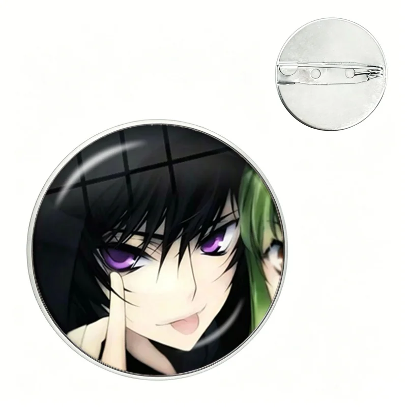 Code Geass Pin Lelouch Lamperouge C.C. Suzaku Kururugi Cartoon Glass Dome Brooches Shirt Lapel Bag Cute Badge Cartoon Pins