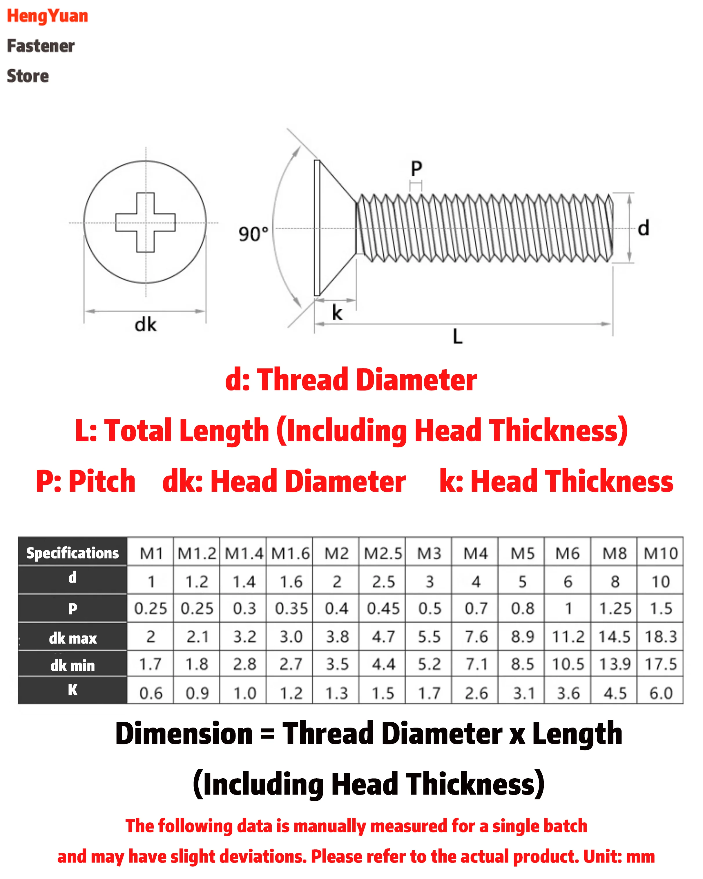 100/50/20/10/5/2pcs M5 Phillips Flat Countersunk Head Screw Bolts Length 6-200mm m5screw m5 screw boltm5 bolts