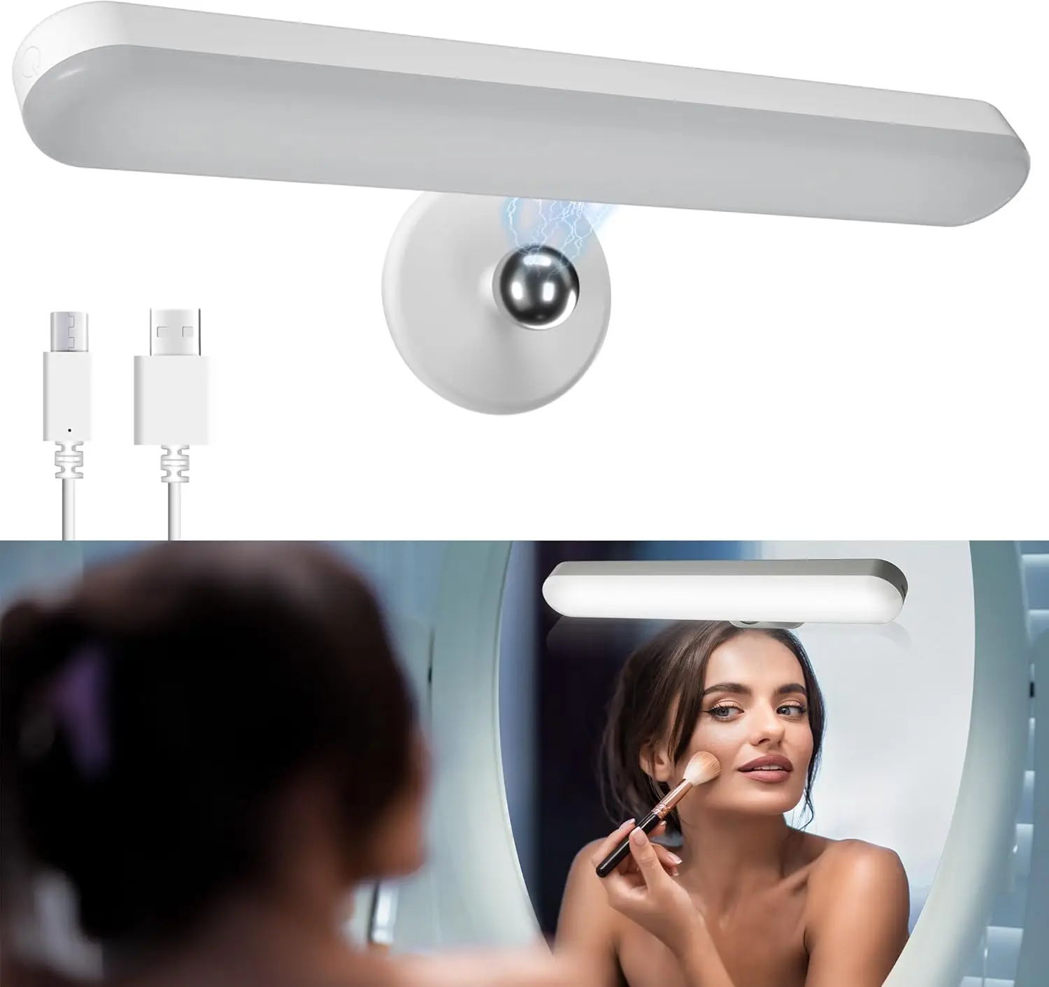 

Wirel Vanity Lights For Mirror, Rechargeable Battery Operated Mirror Lights, Adjustable Color Brightn & Angle Makeup Light,
