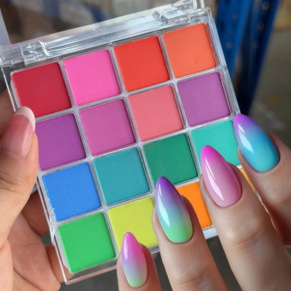 

16Grids Solid Patting Nail Art Powders High Saturation Palette Rubbing Powder Gradient Matte Pat-Pat Manicure Polish Deco Powder
