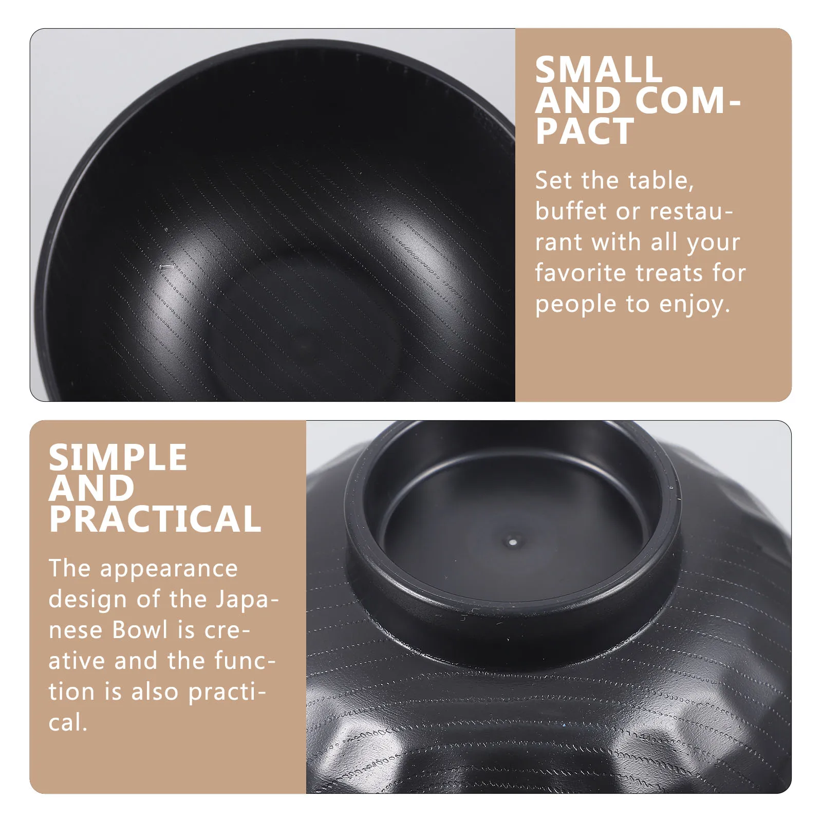 

1pcs Turtle Pattern Bowl Black Japanese Style Soup Kitchen Dining Set Unbreakable Plastic Smooth Mouth Design Practical