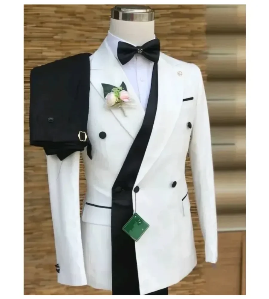 Suits for Men Double Breasted Wedding Groom Formal Business Blazer with Pants Male Suits Tuxedo Custom 2 Pieces Suit Jackets