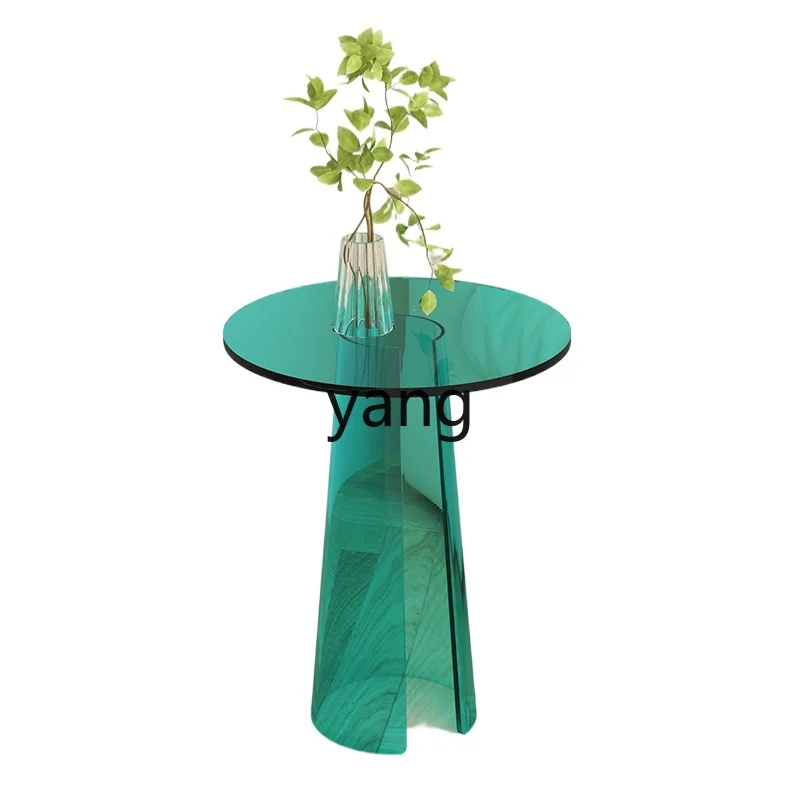 

LMM acrylic small apartment living room household sofa round coffee table studio table