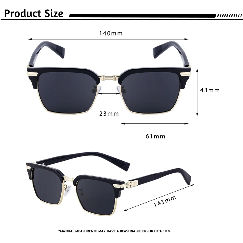 CATERSIDE Punk Quadratische Sonnenbrille Herren Metall Halbrahmen Mode Damen Sonnenbrillen Reise Party Business UV400 Marken-Brillen – Detail 3