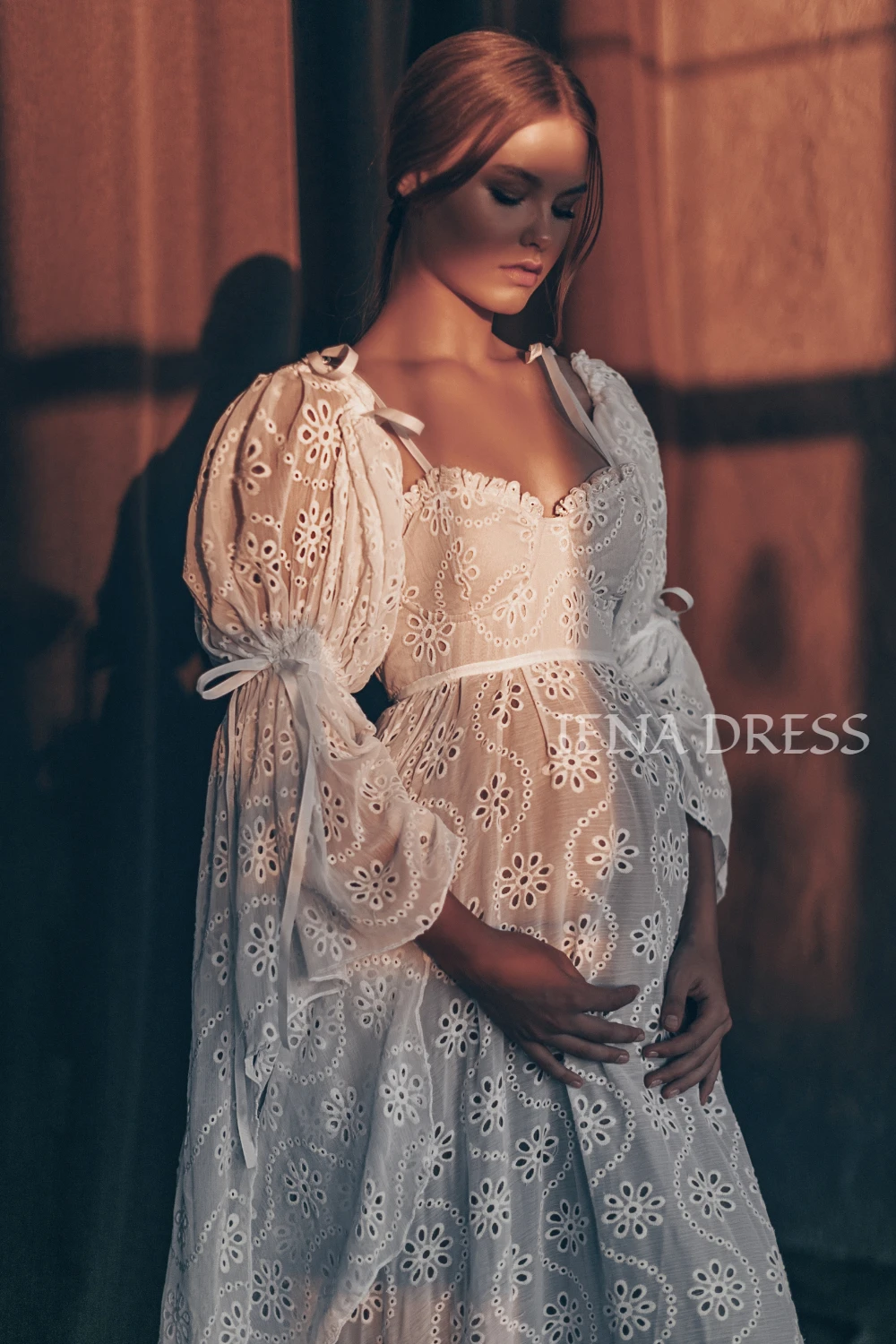 custom White Pregnany Bride Photography Dress Detachable Long Sleeves A-line Maternity Photoshoot Gown Wedding Guest Baby Shower