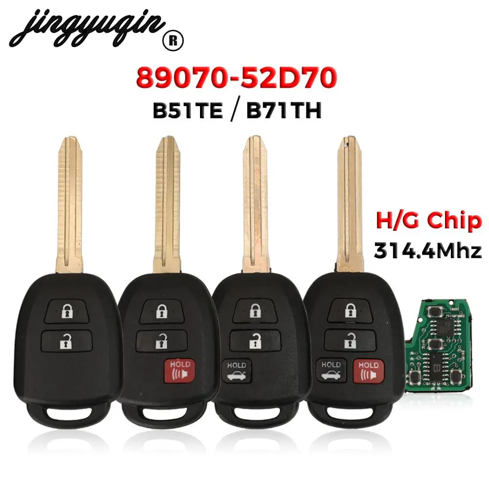 jingyuqin B51TE B71TH TOKAI RIKA 89070-52D70 For Toyota Yaris 2012-2017 Remote Car Key 314.4Mhz H/ G Chip TOY43 Blade