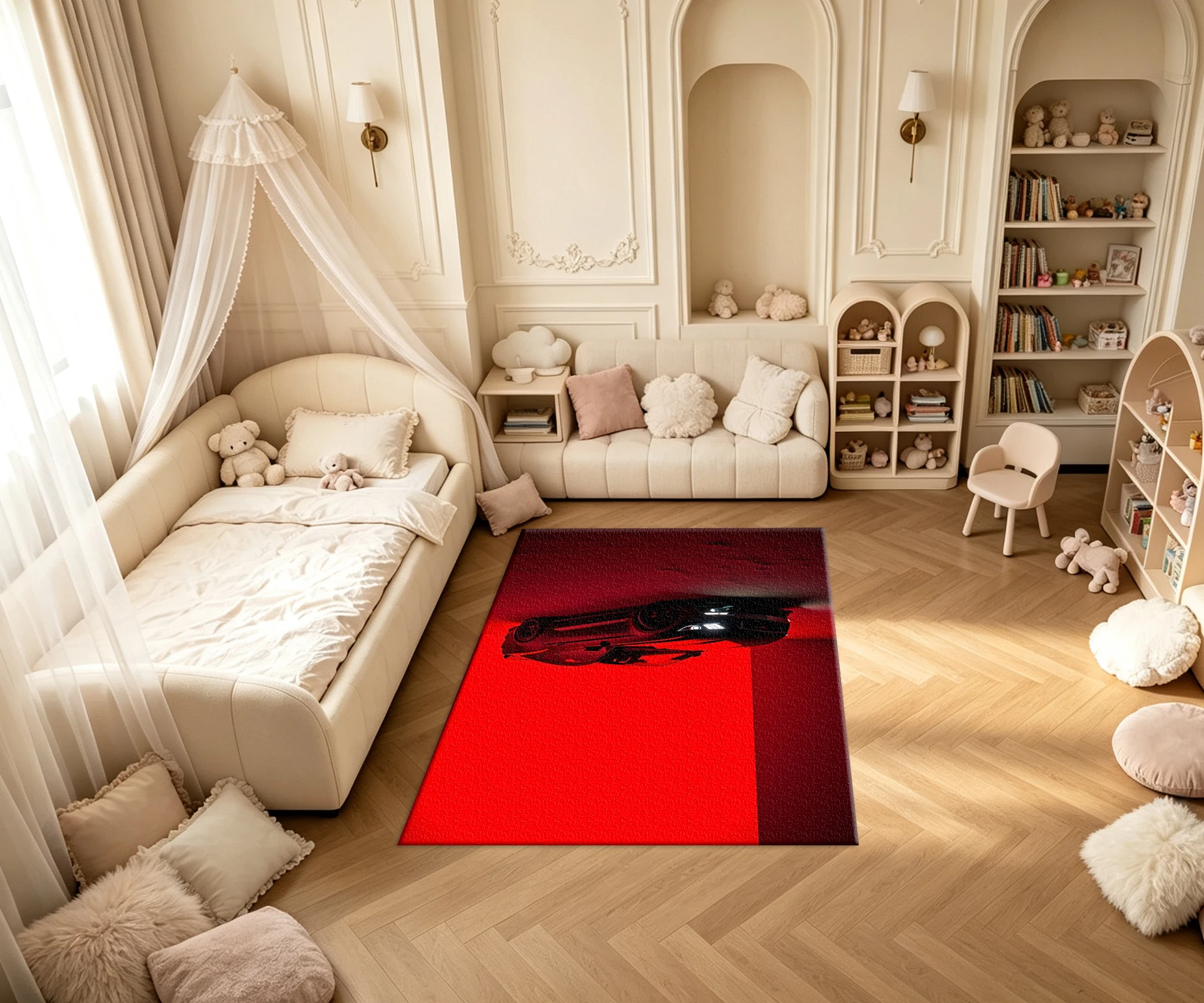 Luxury Sports Car Red Wall Modern Photography Carpet Flooring Fashion Vehicle Art Household Indoor Decor Floor Rug