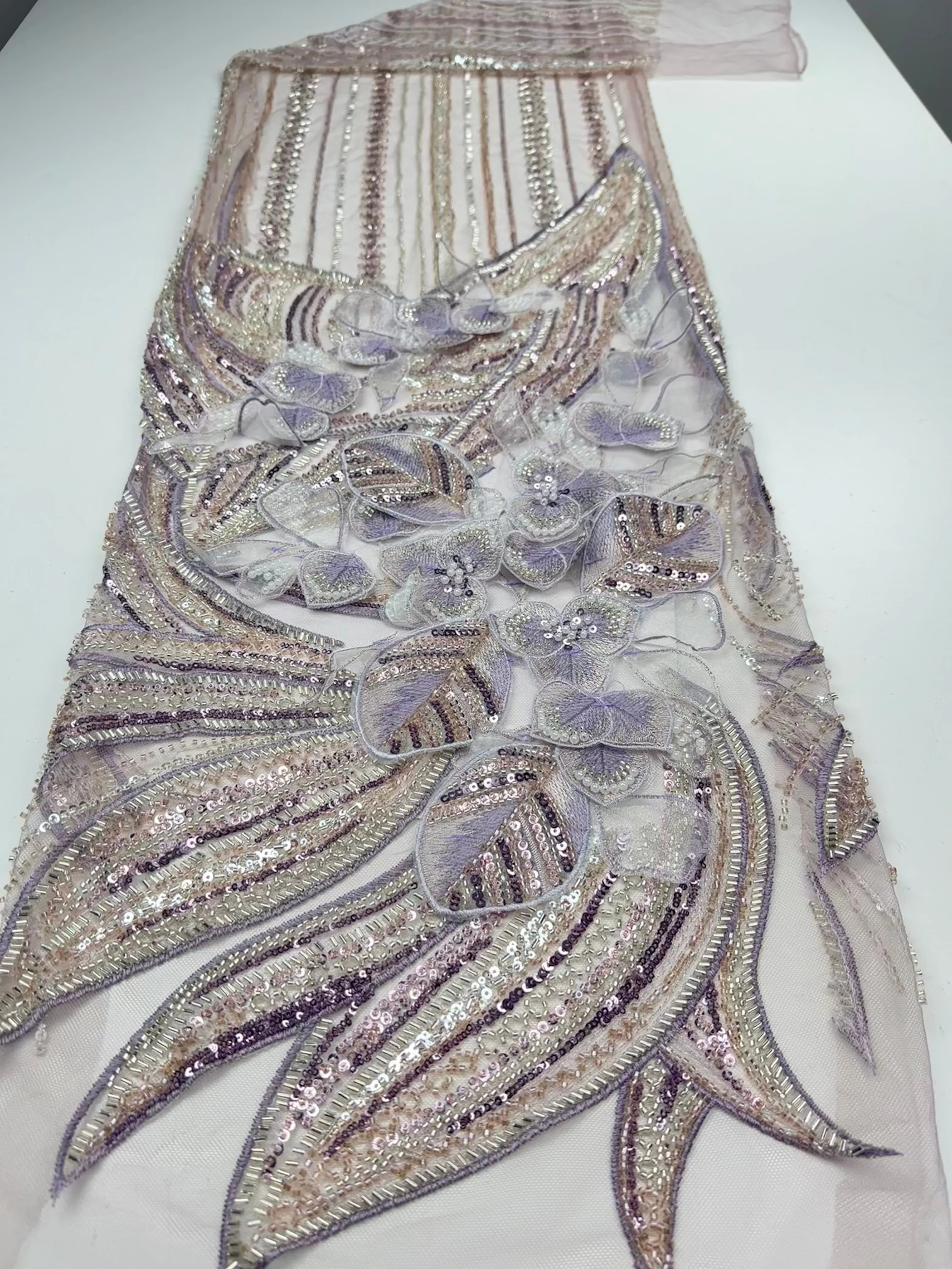 

Африканская высококачественная 3D цветочная вышитая кружевная ткань с бисером и блестками, тюль для нигерийских свадебных платьев во французском стиле