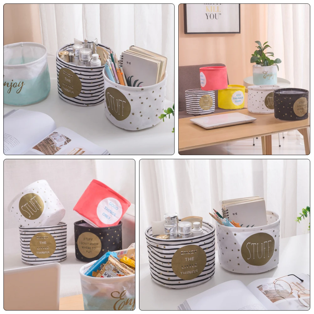 

Desktop Storage Basket Large Capacity Foldable Cotton Bins Organizing Home Decor Elegant Stylish Trendy Storage Box Bin