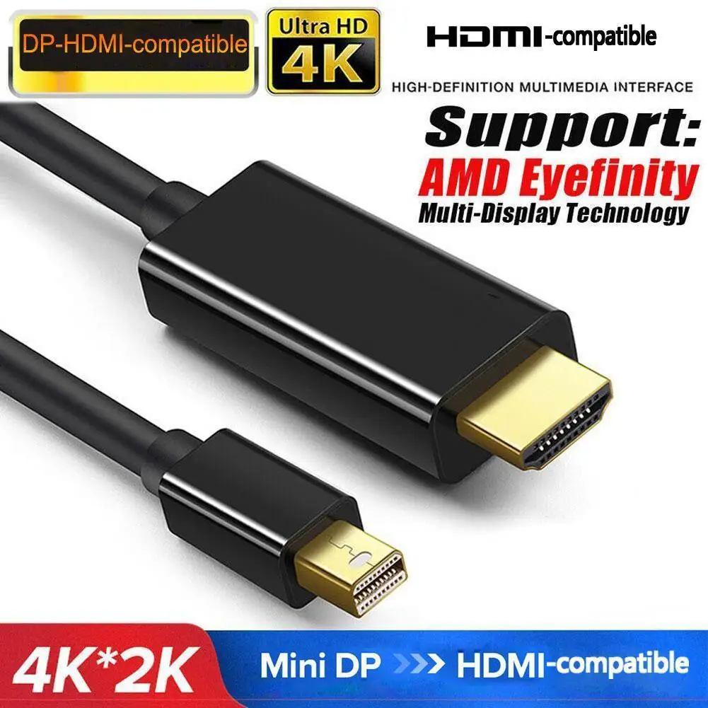 1,8 m Mini-DP-Display-Anschluss Thunderbolt 2 zu HDMI-kompatiblem Kabel Pro Adapter vergoldet für MacBook Mini Imac