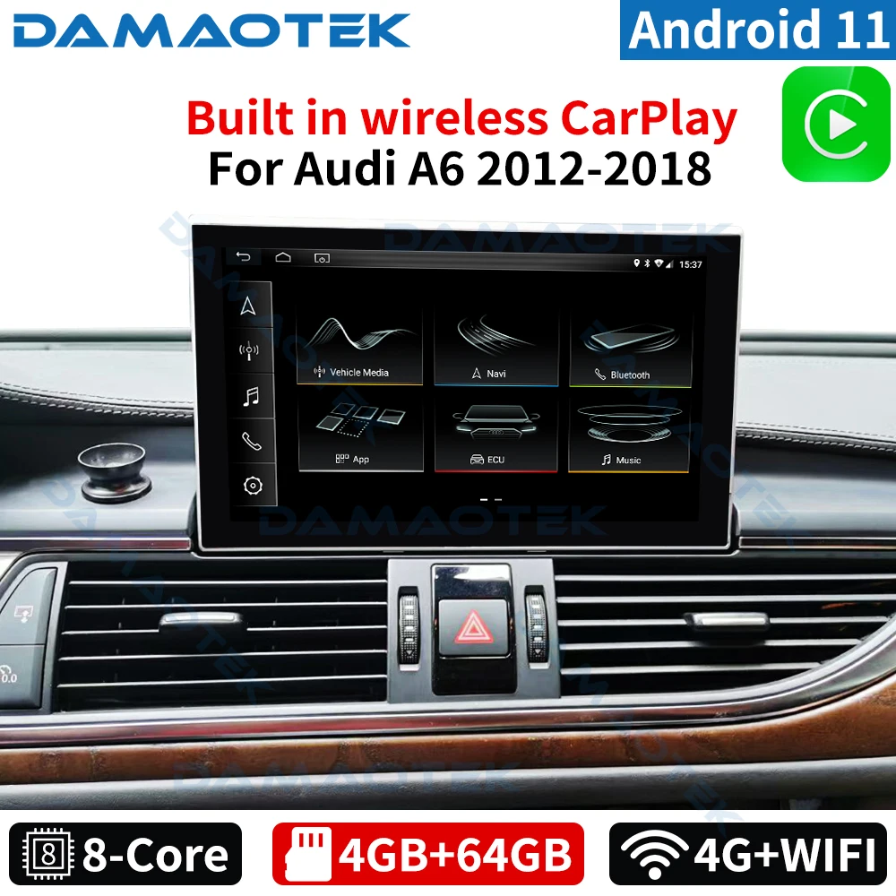 

DamaoTek Android 11.0 8.4" Autoradio Headunit Car Radio Player for Audi A6 A6L C7 A7 2012 - 2018 Wireless Carplay Android Auto