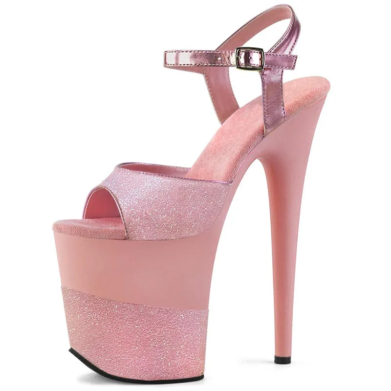 women shoes Exotic Through The Bright Bottom High Strip 20cm pole dance heels 8 Inch Crystal Platform Sandals Dress Sexy Fetish
