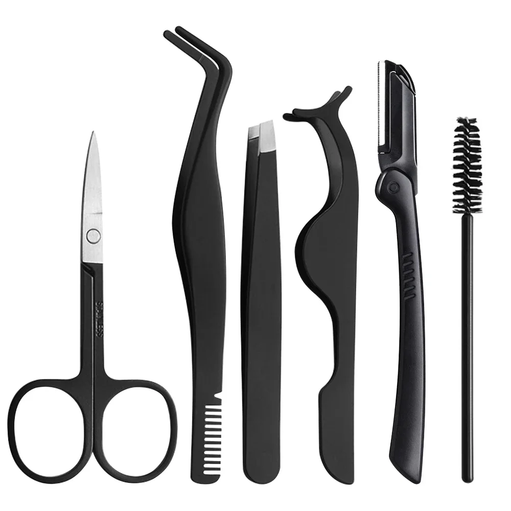 Pinze per sopracciglia Pinzette a punta curva Estensione 1/6 pezzi Pinzette per ciglia Set Clip in acciaio inossidabile Forbice Accessori per il trucco di bellezza