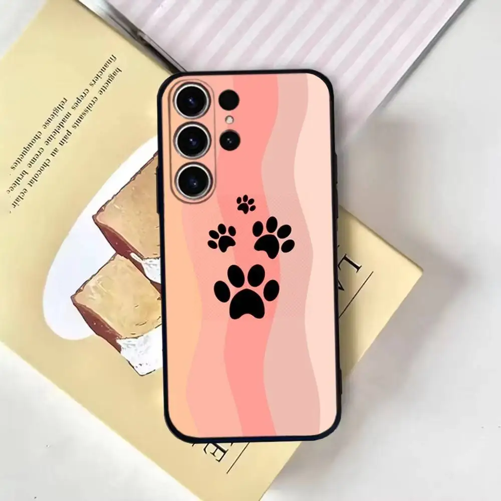 Hond Voetafdruk Poot Telefoon Case Voor SamsungS25,24,21,22,23,30,Ultra,20,Plus,Fe,Lite,Note,10,9,Zachte Zwarte Cover