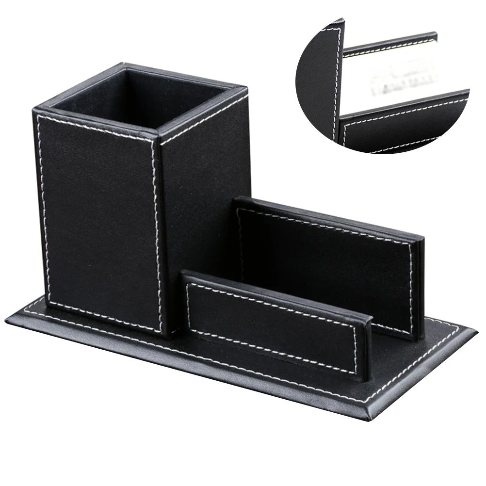 

Pen Holder Business Card Nice Pu Holders Office Supplies Organizer for Desk Desktop Stand