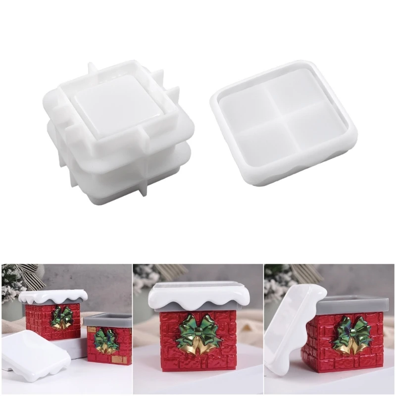 H7EB Practical Unique Storage Box Molds Gift Box Crafting Mold with Lid Silicone Texture Suitable for Hand-Making
