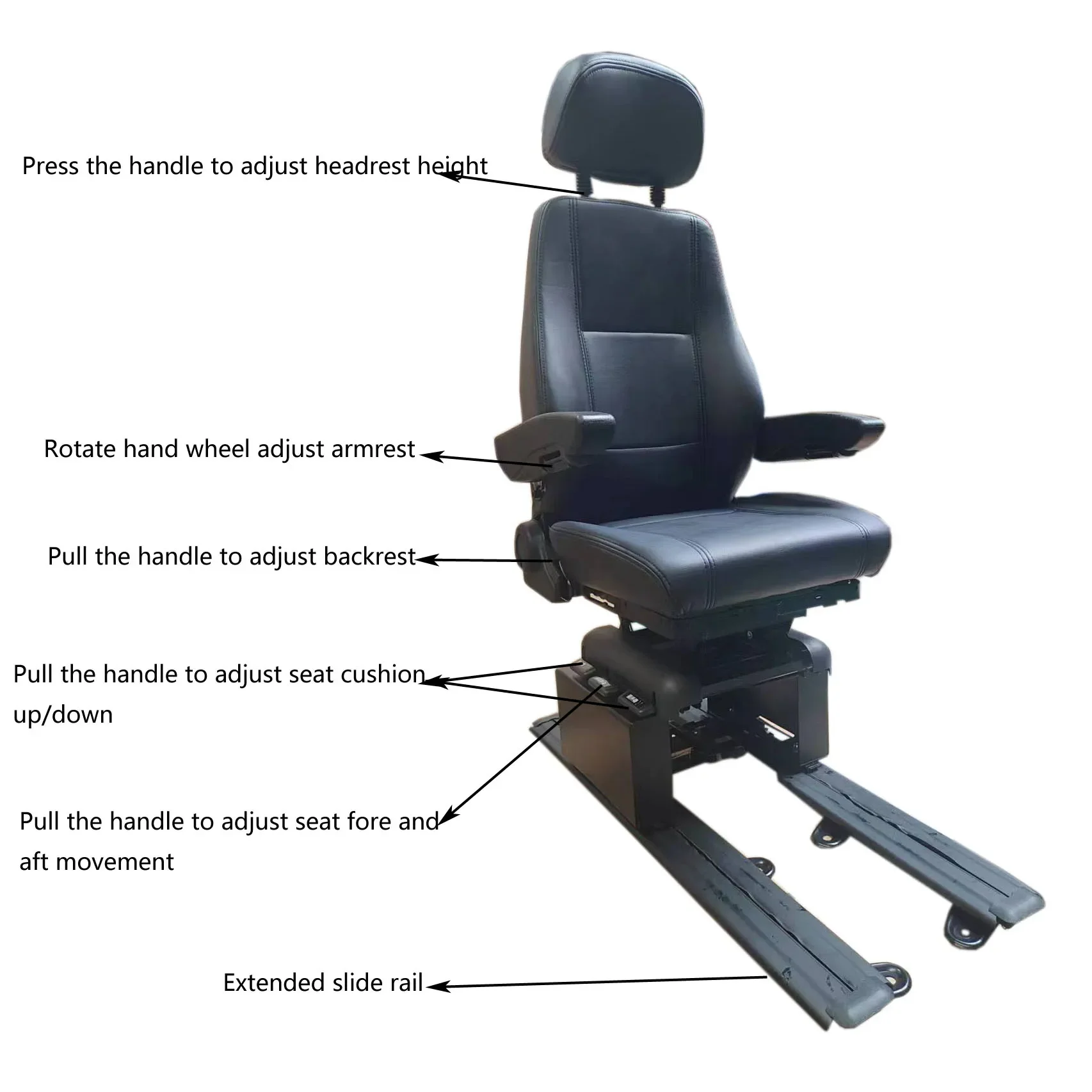 Multi-functional Adjustable Captain Seat Ship Boat Operation Seat With Extended Slide Railpromote sales